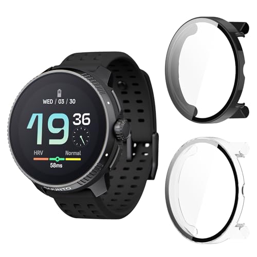 Aerku Hard Hülle Mit Displayschutz Kompatibel mit Suunto Race, [ 2 Stück ] Vollschutz Kratzfest PC Schutzhülle Schutz Case, Schwarz&Transparent von Aerku