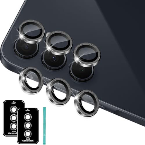 Aerku Kameraschutz für Samsung Galaxy A55 5G für Panzerglas, HD Klar Kratzfestes Kamera Schutz, 9H Aluminiumrand Kamera Schutzfolie Anti-Kratz Schutzglas für Alle Handyhülle, Schwarz von Aerku