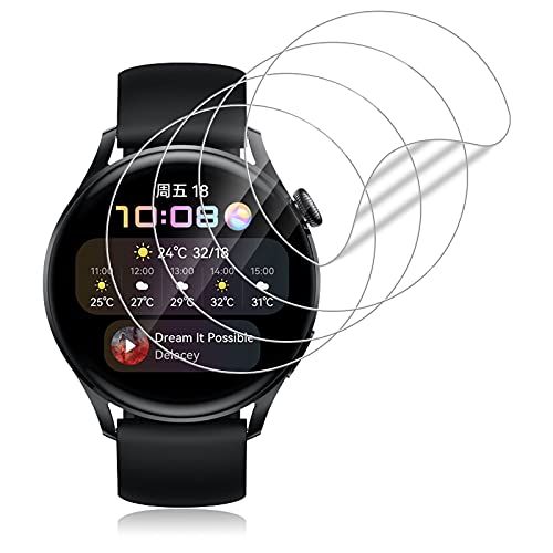 Aerku Kompatibel für Huawei Watch 3 Displayschutzfolie aus TPU, [4Stücke] HD Hochauflösende Schutzfolie Gebogene 3D Full Cover Folie - Transparent von Aerku