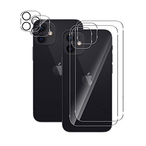 Aerku Kompatibel mit iPhone 12 Rückseite Schutzfolie +Kamera Schutz Schutzfolie, [Nicht kompatibel mit iPhone 12 Pro] 9H HD Hinten Film Anti-Kratzen Back Klar Folie Panzerglasfolie von Aerku