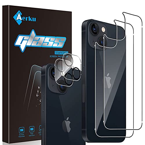 Aerku Kompatibel mit iPhone 13 Rückseite Schutzfolie +Kamera Schutz Schutzfolie [Nicht kompatibel mit iPhone 13 Pro] 9H HD Anti-Kratzen Back Klar Hinten Schutzfolie Folie Panzerglasfolie von Aerku
