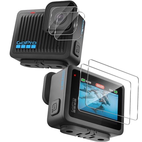 Aerku Schutzfolie für GoPro Hero für Panzerglas Displayschutz, Kameraschutz Zubehör [2+2 Stück], Anti-Kratzen Panzerfolie Ultra-klar 9H Härte Kamera Schützen Displayschutzfolie von Aerku