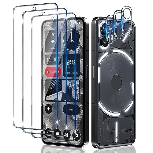 Aerku Schutzfolie für Nothing Phone 2 für Panzerglas, 3 Stück Schutzglas und 3 Stück Kameraschutz für Nothing Phone (2), 0.33mm HD Folie, 9H Härte Anti-Kratzen Anti-Bläschen Panzerfolie von Aerku