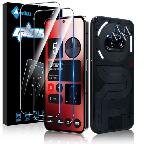 Aerku Schutzfolie für Nothing Phone 2A / 2A Plus für Panzerglas mit Kameraschutz, 2 PCS 0.33MM 9H Härte Folie und 1 PCS HD Kamera Schutz(Schwarz), Anti-Kratzen Displayschutz Schutzglas von Aerku