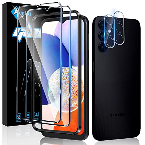 Aerku Schutzfolie für Samsung Galaxy A14 5G / 14 4G, 2 Stück Panzer Schutz Glas Folie und 2 Stück Kameraschutz, 0.33mm HD Displayschutzfolie, 9H Härte Schutzglas, Anti-Bläschen Panzerfolie von Aerku