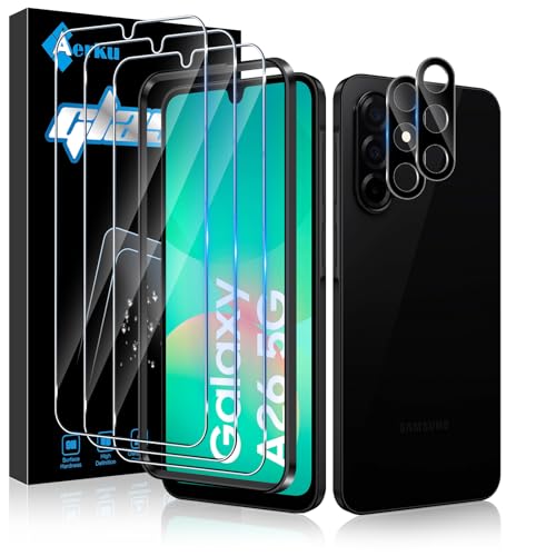 Aerku Schutzfolie für Samsung Galaxy A26 5G für Panzerglas, 3 Stück 9H Härte Folie und 2 Stück Anti-Kratzen Kameraschutz, 0.33MM Ultra-Klar Displayschutz, Anti-Bläschen Displayschutzfolie Schutzglas Aerku Schutzfolie für Samsung Galaxy A26 5G für Panzerglas, 3 Stück 9H Härte Folie und 2 Stück Anti-Kratzen Kameraschutz, 0.33MM Ultra-Klar Displayschutz, Anti-Bläschen Displayschutzfolie Schutzglas von Aerku