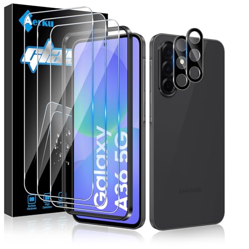 Aerku Schutzfolie für Samsung Galaxy A36 5G für Panzerglas, 3 Stück 9H Härte Folie und 2 Stück Anti-Kratzen Kameraschutz, 0.33MM Ultra-Klar Displayschutz, Anti-Bläschen Displayschutzfolie Schutzglas Aerku Schutzfolie für Samsung Galaxy A36 5G für Panzerglas, 3 Stück 9H Härte Folie und 2 Stück Anti-Kratzen Kameraschutz, 0.33MM Ultra-Klar Displayschutz, Anti-Bläschen Displayschutzfolie Schutzglas von Aerku
