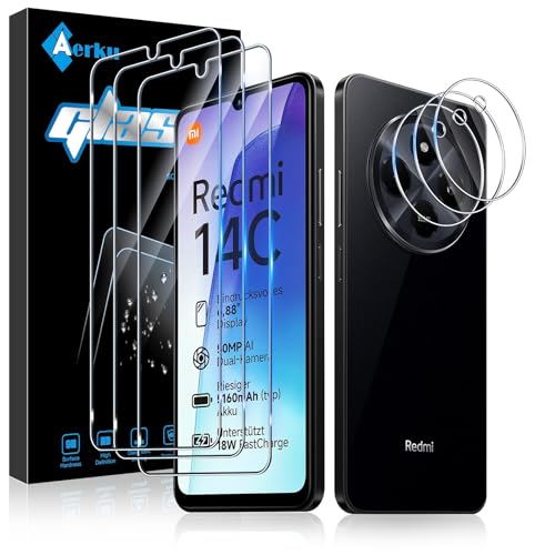 Aerku Schutzfolie für Xiaomi Redmi 14C/Xiaomi Poco C75 für Panzerglas, 3 Stück Schutzglas und 3 Stück Kameraschutz, 0.33mm Ultra-klar Folie, 9H Härte Anti-Kratzen Anti-Bläschen Displayschutz Aerku Schutzfolie für Xiaomi Redmi 14C/Xiaomi Poco C75 für Panzerglas, 3 Stück Schutzglas und 3 Stück Kameraschutz, 0.33mm Ultra-klar Folie, 9H Härte Anti-Kratzen Anti-Bläschen Displayschutz von Aerku