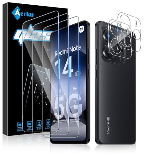 Aerku Schutzfolie für Xiaomi Redmi Note 14 5G für Panzerglas, 3 Stück 9H Härte Folie und 2 Stück Ultra-Klar Kameraschutz, 0.33MM Anti-Kratzen Displayschutz, Anti-Bläschen Schutzglas Aerku Schutzfolie für Xiaomi Redmi Note 14 5G für Panzerglas, 3 Stück 9H Härte Folie und 2 Stück Ultra-Klar Kameraschutz, 0.33MM Anti-Kratzen Displayschutz, Anti-Bläschen Schutzglas von Aerku