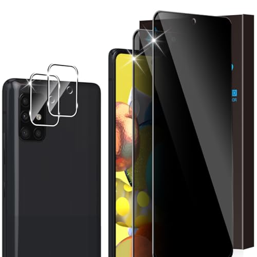 Aerku Sichtschutz Schutzfolie für Panzerglas für Samsung Galaxy A51 5G, Anti-Spähen Privatsphäre Schützen mit Kameraschutz [2+2 Stück], 9H Härte, Anti-Spy Privacy Sichtschutzfolie von Aerku