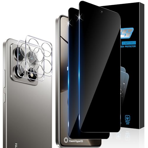 Aerku Sichtschutz Schutzfolie für Xiaomi Mi 14T 5G für Panzerglas, 2 Stück Sichtschutzfolie und 2 Stück Kameraschutz, 9H Härte Anti-Spy Folie Privacy Schutzglas von Aerku