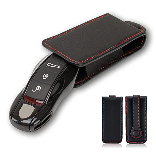 AeroBon Schlüsselanhänger aus echtem Leder / Schlüsselanhänger mit Fernbedienung, kompatibel mit Porsche Key (Schwarz) von AeroBon
