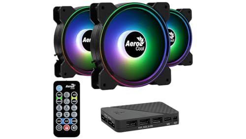 AEROCOOL SATURN 12F ARGB PRO (PAQUETE DE 3) - VENTILADOR ARGB DE 120 MM PARA CAJA, Schwarz von AeroCool