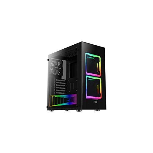 AeroCool TOR - PC Gehäuse ATX, Gehärtetes Glas, 2 Lüfter RGB 14cm, schwarz, única von AeroCool