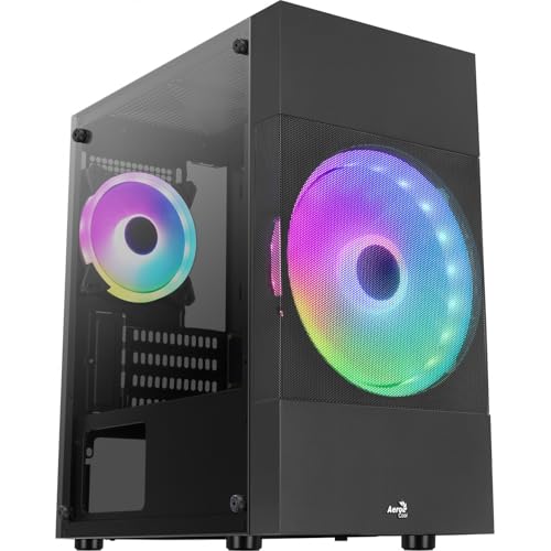 Aerocool ATOMICLITE V1, Micro-ATX Gaming Gehäuse, Front Mesh+2 Lüfter FRGB, Schwarz von AeroCool
