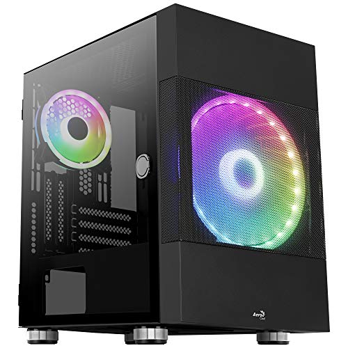 Aerocool Atomic ARGB Mini Tower PC Gaming Case with Temered Glass Window, 2 x ARGB Fans, 2 x USB 3.0, Supports Micro-ATX/Mini-ITX, Black ATOMICBK von AeroCool