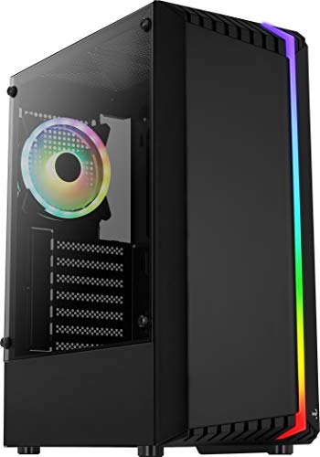 Aerocool Bionic RGB ATX Mid Tower Case, Tempered Glass Side Panel + 1x 12cm RGB Fan, Black von AeroCool