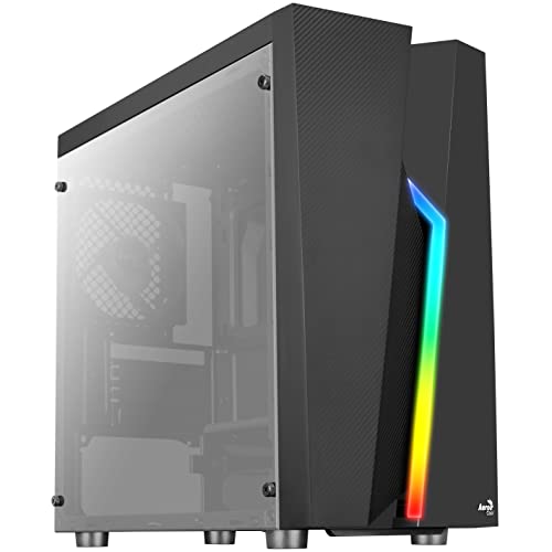 Aerocool Bolt Mini MATX RGB PC Gaming Case, MATX & Mini-ITX, Full Tempered Glass Side Panel, RGB LED Strip Included, 13 Lighting Modes, 1 x 120mm Black Fan Included, High Performance MATX Case, Black von AeroCool