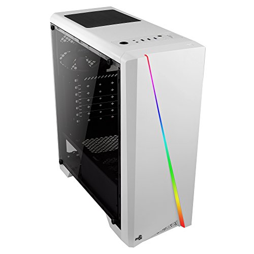 Aerocool CYLON - PC-Gehäuse (Semi-Fackel, ATX, Acryl-Seitenwand, RGB-LED an der Vorderseite, 13 Lichtmodi, inklusive 12-cm-Lüfter an der Rückseite, USB 3.0), weiß von AeroCool