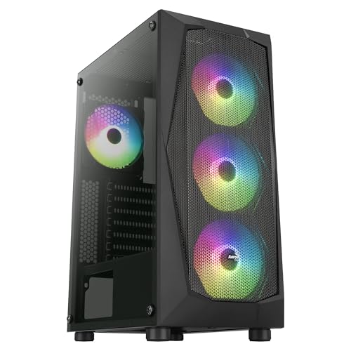 Aerocool FALCONV2BK, PC ATX Gehäuse, Front Mesh, Gehärtetes Glas, 4 ARGB 12cm Lüfter, Schwarz Aerocool FALCONV2BK, PC ATX Gehäuse, Front Mesh, Gehärtetes Glas, 4 ARGB 12cm Lüfter, Schwarz von Aerocool