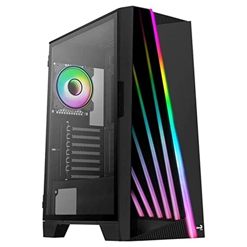 Aerocool Mirage ARGB ATX Mid Tower Case, LED Front, Tempered Glass Side Panel, 2x 12cm ARGB Fans, Black von AeroCool