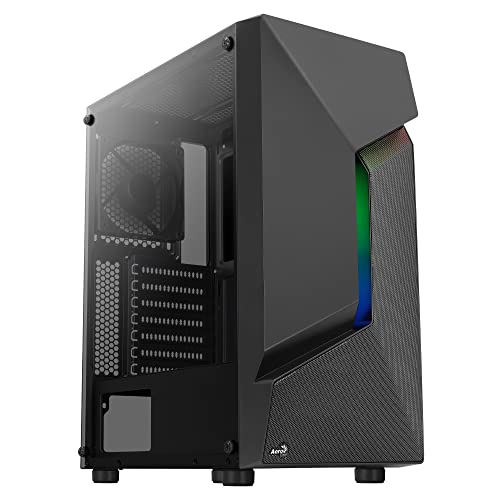 Aerocool SCAPEBKV1, Gaming-Gehäuse, ATX, Front RGB LED, gehärtetes Glas, Lüfter 12 cm, Schwarz von AeroCool