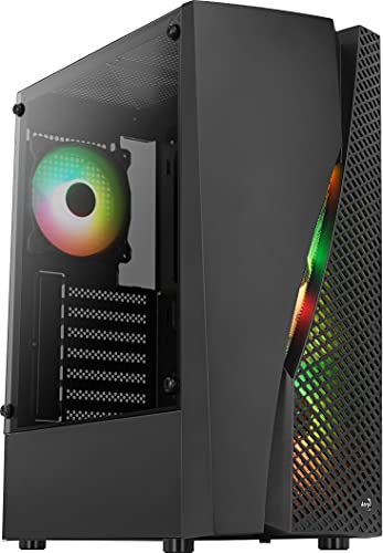 Aerocool WAVEBKV3, PC ATX Gehäuse, Gehärtetes Glas, 4xLüfter RGB 12cm, Schwarz von AeroCool