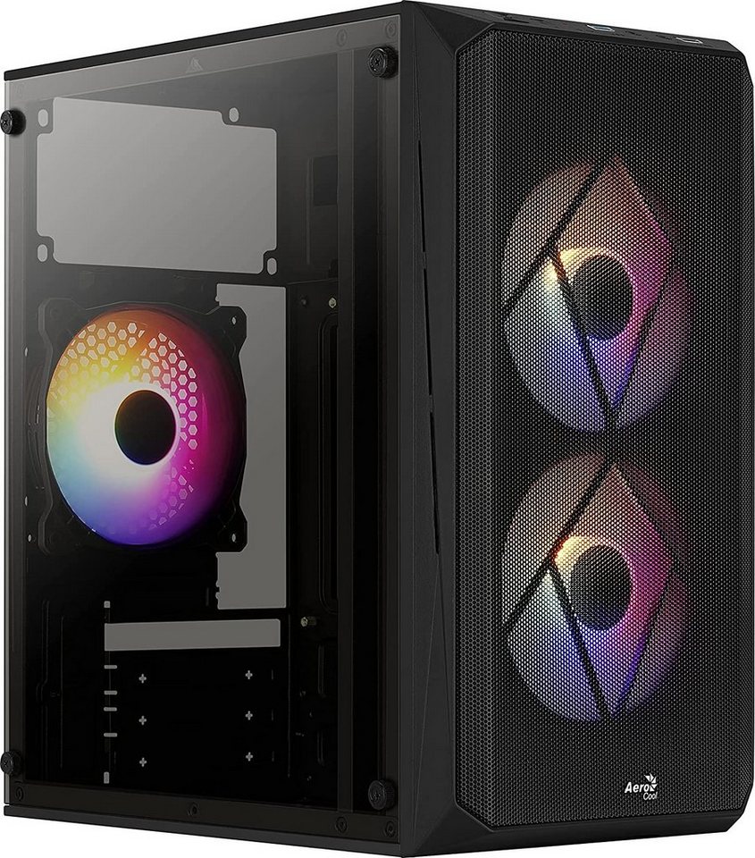 Aerocool PC-Gehäuse AeroCool CS107 V2 MicroATX- PC-Gehäuse 3 x 120mm FRGB-Lüfter Schwarz von Aerocool