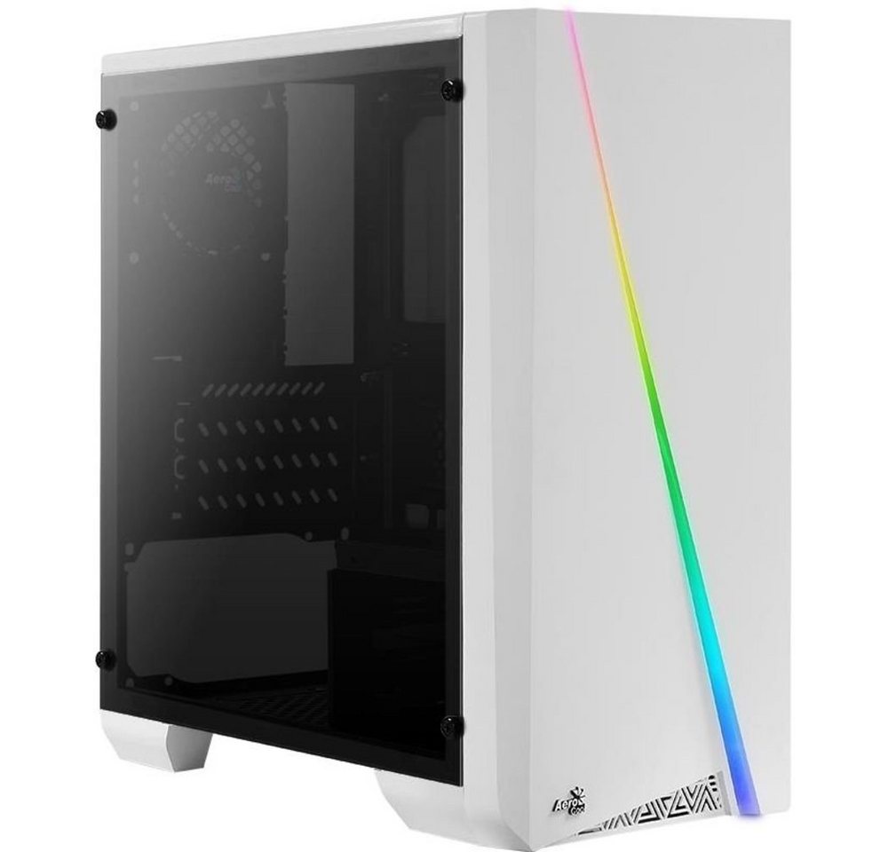 Aerocool PC-Gehäuse Cylon Mini-Tower PC-Gehäuse, (1 St), Gaming-Gehäuse, Weiß, mit Acryl Seitenfenster, RGB-LED-Frontbeleuchtung von Aerocool