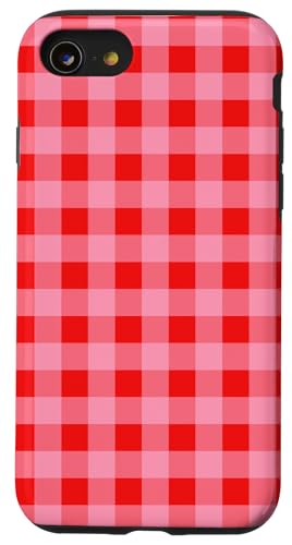 Pastell Rot Pink Gingham Kawaii Niedlich Ästhetische Cottagecore Hülle für iPhone SE (2020) / 7 / 8 von Aesthetic Cute Design