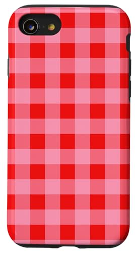 Pastell Rot Pink Gingham Kawaii Niedlich Ästhetische Cottagecore Hülle für iPhone SE (2020) / 7 / 8 von Aesthetic Cute Design