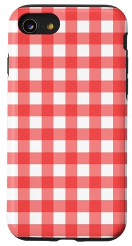 Pastell Rot Weiß Gingham Kawaii Cute Aesthetic Cottagecore Hülle für iPhone SE (2020) / 7 / 8 von Aesthetic Cute Design