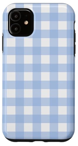Pastellblau Weiß Gingham Kawaii Niedlich Blau Streifen Hülle für iPhone 11 Pastellblau Weiß Gingham Kawaii Niedlich Blau Streifen Hülle für iPhone 11 von Aesthetic Cute Design