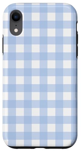 Pastellblau Weiß Gingham Kawaii Niedlich Blau Streifen Hülle für iPhone XR von Aesthetic Cute Design