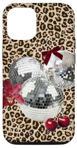 Hülle für iPhone 12/12 Pro Ästhetische Discokugel 70er Jahre & Kirsch-Geparden-Print Y2K Leopard von Aesthetic Disco Ball 70s 80s Cheetah Print