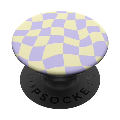 PopSockets Gewelltes kariertes lila und gelbes Schachbrettmuster PopGrip PopSockets Gewelltes kariertes lila und gelbes Schachbrettmuster PopGrip von Aesthetic Pattern Co.
