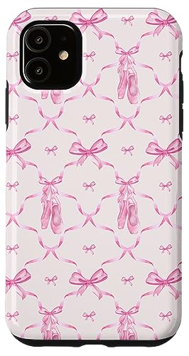 Hülle für iPhone 11 Coquette pinke Bänder, Schleifen und aquarellfarbene Ballettschuhe von Aesthetic Pattern Co