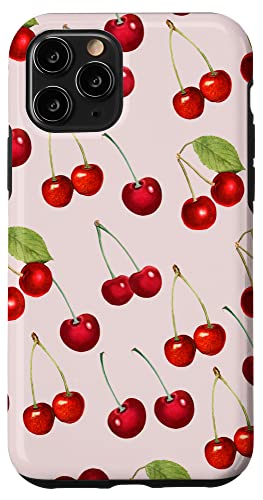 Hülle für iPhone 11 Pro Vintage-Kirschen – ästhetisch bemaltes Kirschmuster von Aesthetic Pattern Co.