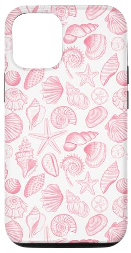 Hülle für iPhone 12/12 Pro Adrette Küstenmuscheln, Seesterne, Muscheln in Pastellrosa von Aesthetic Pattern Co