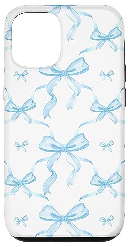 Hülle für iPhone 12/12 Pro Kokette hellblaue Bänder und Schleifen in Aquarell von Aesthetic Pattern Co