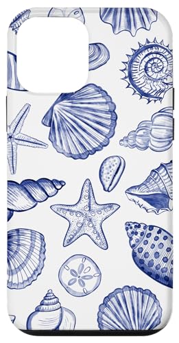 Hülle für iPhone 12 mini Adrette Küstenmuscheln, Seestern, Muscheln in Blau von Aesthetic Pattern Co