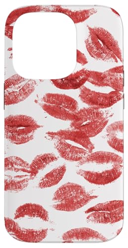 Hülle für iPhone 14 Pro Coquette Red Kisses Lippenstift Lip Kisses von Aesthetic Pattern Co