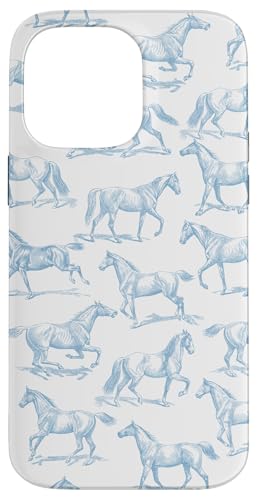 Hülle für iPhone 14 Pro Max Ästhetisches Kornblumenblaues Pferd Vintage Zeichenmuster von Aesthetic Patterns