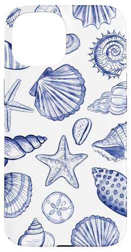 Hülle für iPhone 15 Adrette Küstenmuscheln, Seestern, Muscheln in Blau von Aesthetic Pattern Co
