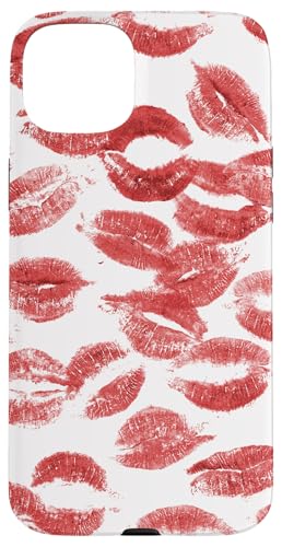 Hülle für iPhone 15 Plus Coquette Red Kisses Lippenstift Lip Kisses von Aesthetic Pattern Co