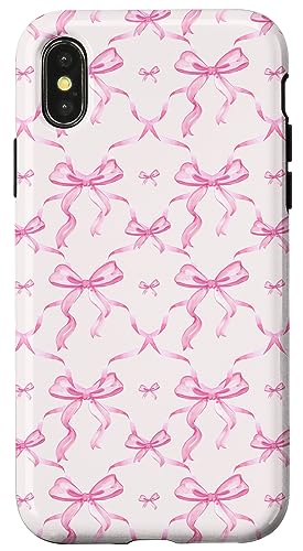 Hülle für iPhone X/XS Ästhetische rosa Bänder und Schleifen in Aquarell von Aesthetic Patterns