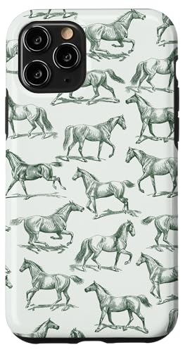 Hülle für iPhone 11 Pro Ästhetisches waldgrünes Pferde-Zeichnungsmuster Hülle für iPhone 11 Pro Ästhetisches waldgrünes Pferde-Zeichnungsmuster von Aesthetic Patterns