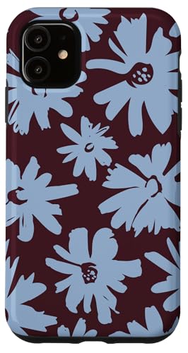 Hülle für iPhone 11 Rot Kastanienbraun und Hellblau Blumenmuster Gänseblümchenmuster Hülle für iPhone 11 Rot Kastanienbraun und Hellblau Blumenmuster Gänseblümchenmuster von Aesthetic Patterns