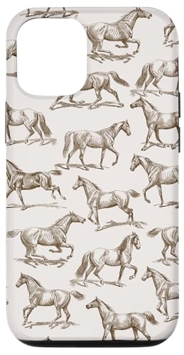 Hülle für iPhone 12/12 Pro Ästhetisches braunes Pferde-Zeichenmuster Hülle für iPhone 12/12 Pro Ästhetisches braunes Pferde-Zeichenmuster von Aesthetic Patterns