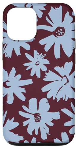 Hülle für iPhone 14 Rot Kastanienbraun und Hellblau Blumenmuster Gänseblümchenmuster Hülle für iPhone 14 Rot Kastanienbraun und Hellblau Blumenmuster Gänseblümchenmuster von Aesthetic Patterns